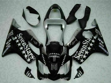 Affordable 2001-2003 Honda CBR600 F4i Motorcycle Fairings - Glossy Black Silver SevenStars UK