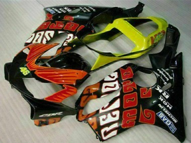 Affordable 2001-2003 Honda CBR600 F4i Motorcycle Fairings - Yellow Orange Glossy Black Rossi 46 UK