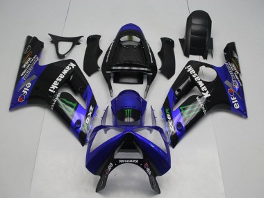 Affordable 2003-2004 Kawasaki ZX6R Motorcycle Fairings - Glossy Black Blue Green Monster UK