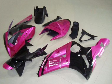 Affordable 2003-2004 Kawasaki ZX6R Motorcycle Fairings - Pink Black White Monster UK