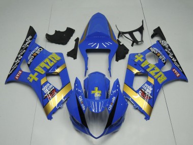 Affordable 2003-2004 Suzuki GSXR 1000 Motorcycle Fairing - Blue Gold Black Rizla UK