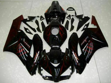 Affordable 2004-2005 Honda CBR1000RR Motorcycle Fairings - Glossy Black Red Flame UK