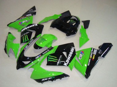 Affordable 2004-2005 Kawasaki ZX10R Motorcycle Fairings - Green Black Monster Elf UK