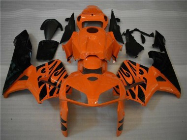 Affordable 2005-2006 Honda CBR600RR Motorcycle Fairing - Orange Black Flame UK