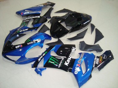 Affordable 2005-2006 Kawasaki ZX6R Motorcycle Fairings - Blue Glossy Black Green Monster UK