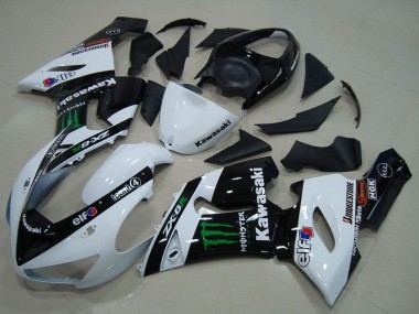 Affordable 2005-2006 Kawasaki ZX6R Motorcycle Fairings - White Glossy Black Green Monster UK