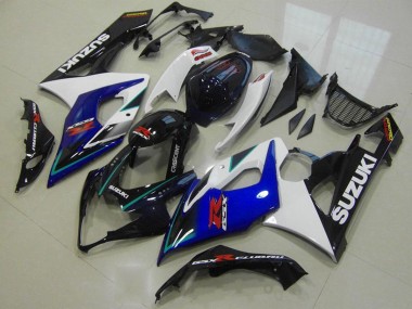 Affordable 2005-2006 Suzuki GSXR 1000 Motorcycle Fairings - White Blue Glossy Black UK