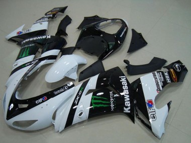Affordable 2006-2007 Kawasaki ZX10R Motorcycle Fairings - White Glossy Black Green Elf Monster UK
