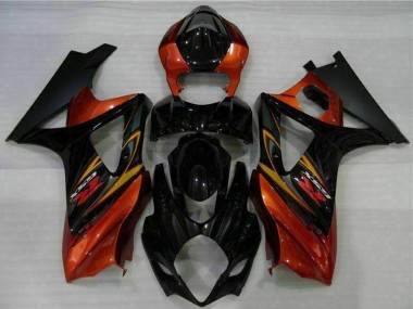 Affordable 2007-2008 Suzuki GSXR 1000 Motorcycle Fairings - Black Orange UK