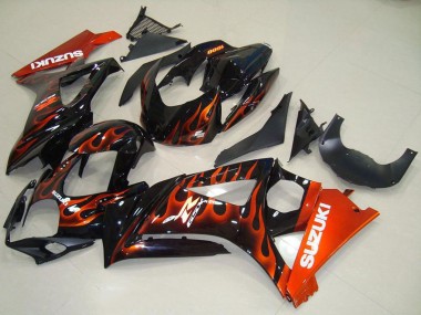 Affordable 2007-2008 Suzuki GSXR 1000 Motorcycle Fairings - Glossy Black Orange Flame UK