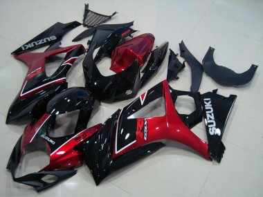 Affordable 2007-2008 Suzuki GSXR 1000 Motorcycle Fairing - Red Glossy Black UK