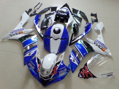 Affordable 2007-2008 Yamaha YZF R1 Motorcycle Fairings - White Blue Black Green Monster Yamalube UK