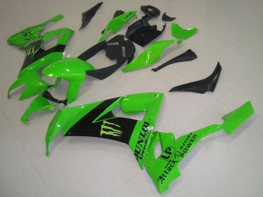 Affordable 2008-2010 Kawasaki ZX10R Motorcycle Fairings - Green Black Monster Dunlop UK