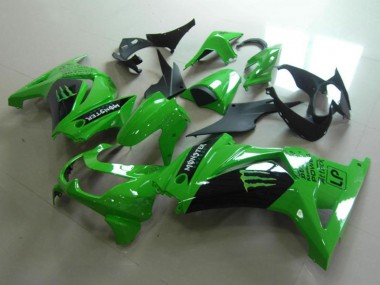 Affordable 2008-2012 Kawasaki ZX250R Motorcycle Fairings - Green Glossy Black Monster UK