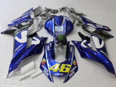 Affordable 2017-2023 Yamaha YZF R6 Motorcycle Fairings - White Blue Green Monster MoviStar UK