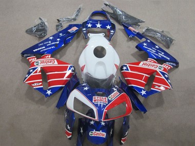 Affordable 2005-2006 Honda CBR600RR Motorcycle Fairings - White Red Blue Cycle World Castrol UK