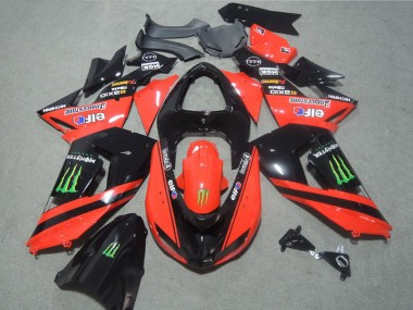 Affordable 2006-2007 Kawasaki ZX10R Motorcycle Fairings - Red Glossy Black Green Elf Touch4 Monster UK
