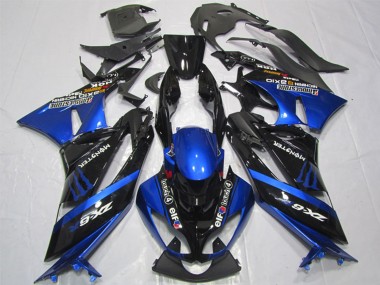 Affordable 2009-2012 Kawasaki ZX6R Motorcycle Fairings - Blue Glossy Black Elf Touch4 Monster Bridgestone UK