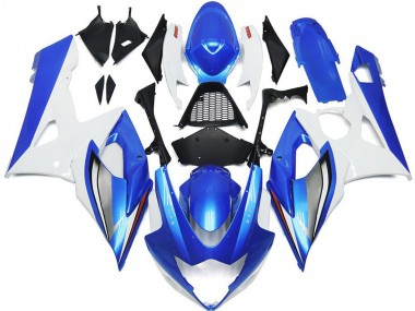 Affordable 2005-2006 Suzuki GSXR 1000 Motorcycle Fairings - White Blue UK
