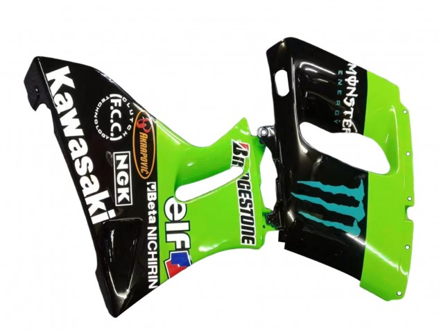 1993-2007 Kawasaki ZZR400 Motorcycle Fairings - Green Glossy Black Blue Monster Elf Touch4 Bridgestone UK