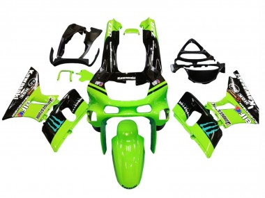 Affordable 1998-2003 Kawasaki ZZR600 Motorcycle Fairings - Green Glossy Black Blue Monster Elf Touch4 Bridgestone UK
