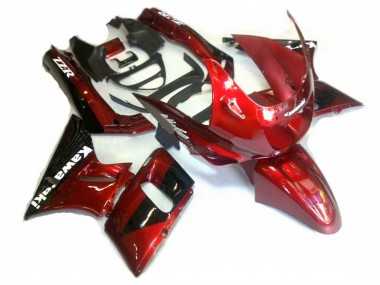 Affordable 1998-2003 Kawasaki ZZR600 Motorcycle Fairings - Red Glossy Black UK