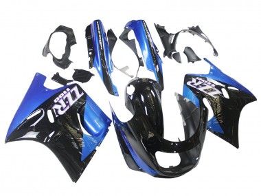Affordable 1990-1992 Kawasaki ZZR1100 Motorcycle Fairings - Blue Glossy Black UK