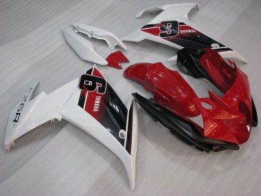 Affordable 2009-2015 Yamaha FZ6R Motorcycle Fairings - Red White Black 6 UK