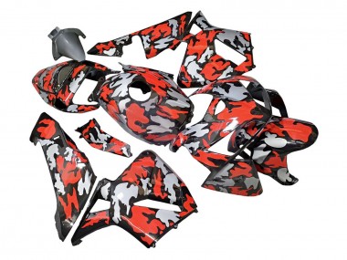 Affordable 2005-2006 Honda CBR600RR Motorcycle Fairings - Black with Red Grey Camouflage UK