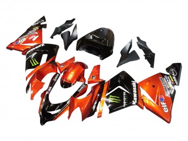 Affordable 2004-2005 Kawasaki ZX10R Motorcycle Fairings - Burnt Orange Black Monster Elf UK