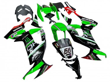 Affordable 2008-2010 Kawasaki ZX10R Motorcycle Fairings - Green White Red Black Monster Elf 66 UK