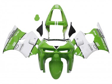 Affordable 1998-1999 Kawasaki ZX6R Motorcycle Fairings - Green White Black Silkolene Bridgestone UK