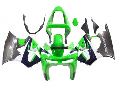 Affordable 1998-1999 Kawasaki ZX6R Motorcycle Fairings - Green White Dark Blue Silver UK