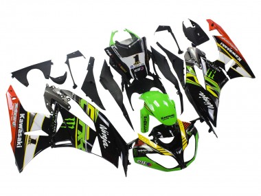 Affordable 2009-2012 Kawasaki ZX6R Motorcycle Fairings - Green Glossy Black Yellow White Red Elf Monster UK