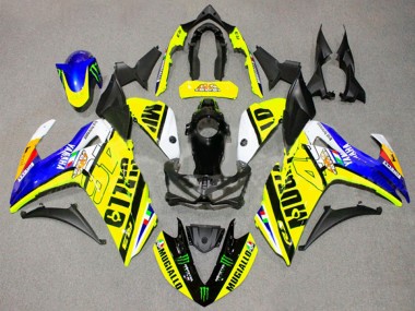 Affordable 2015-2018 Yamaha YZF R3/R25 Motorcycle Fairings - Yellow Blue Black Monster UK