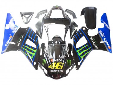 Affordable 2000-2001 Yamaha YZF 1000 R1 Motorcycle Fairings - Blue Black Green Monster Yamalube ENEOS 46 UK