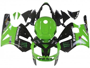 Affordable 2002-2006 Kawasaki ZX12R Motorcycle Fairing - Green Glossy Black Elf Touch4 Monster UK
