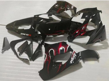 Affordable 2002-2003 Kawasaki ZX9R Motorcycle Fairing - Glossy Black Red Flame UK