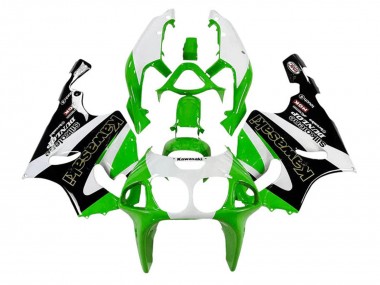 Affordable 1996-2003 Kawasaki ZX7R Motorcycle Fairings - White Green Black Gold Silkolene Dunlop UK