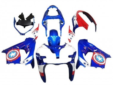 Affordable 2002-2003 Kawasaki ZX9R Motorcycle Fairings - Blue White Red Captain America Star UK