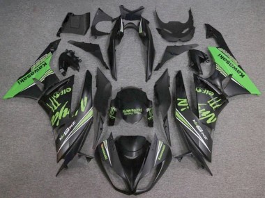 Affordable 2009-2012 Kawasaki ZX6R Motorcycle Fairings - Matte Black Green Monster UK