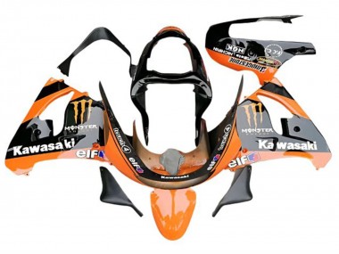 Affordable 2009-2012 Kawasaki ZX6R Motorcycle Fairings - Orange Glossy Black Elf Monster UK