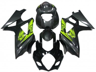 Affordable 2007-2008 Suzuki GSXR 1000 Motorcycle Fairings - Black Neon Yellow UK