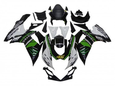 Affordable 2011-2024 Suzuki GSXR 600 / GSXR 750 Motorcycle Fairings - White Green Black Monster 46 UK