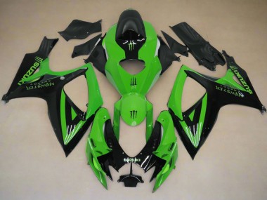 Affordable 2006-2007 Suzuki GSXR 600 / GSXR 750 Motorcycle Fairings - Green Black Monster UK