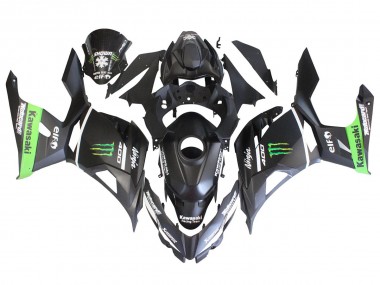 Affordable 2018-2024 Kawasaki EX400 Motorcycle Fairings - Matte Black Green Monster Showr Snow UK