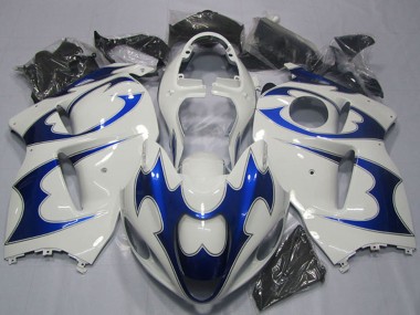 Affordable 1996-2007 Suzuki GSXR 1300 Hayabusa Motorcycle Fairing Kits - White Blue UK
