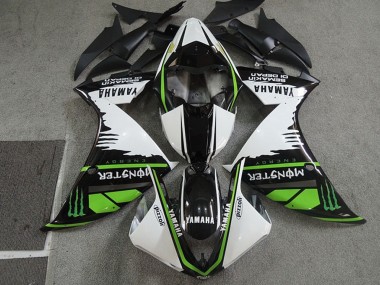 Affordable 2009-2011 Yamaha YZF R1 Motorcycle Fairings - White Black Green Monster Semakin Didepan UK