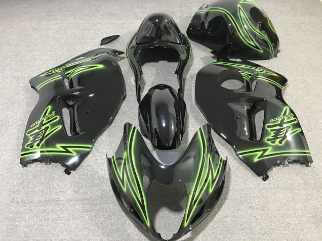 1997-2007 Black & Green Lightning Suzuki GSXR 1300 Hayabusa Motorcycle Fairings 1997-2007 Black & Green Lightning Suzuki GSXR 1300 Hayabusa Motorcycle Fairings