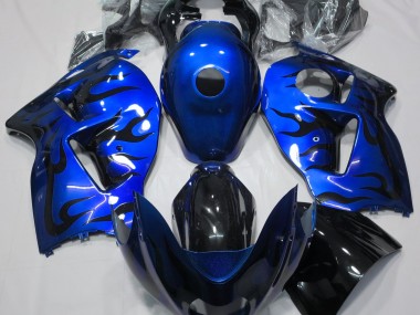 1997-2007 Blue & Black Flame Suzuki GSXR 1300 Hayabusa Motorcycle Fairings
